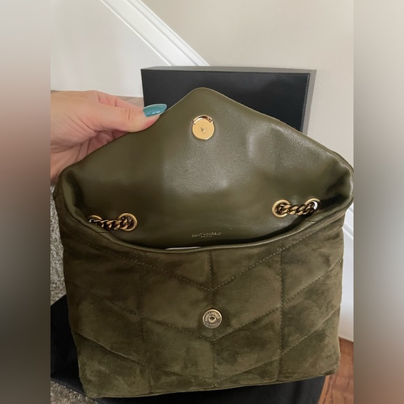 Yves Saint Laurent Toy Puffer Handbag Loden Green Suede BRAND NEW with Box - Picture 10 of 14